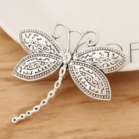 6 pieces tibetan silver large dragonfly insect charms pendants for jewellery making accessories 60x55mm