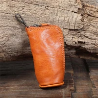 fashion retro designer natural real leather men and women storage small key bag daily outdoor cylinder real cowhide coin purse