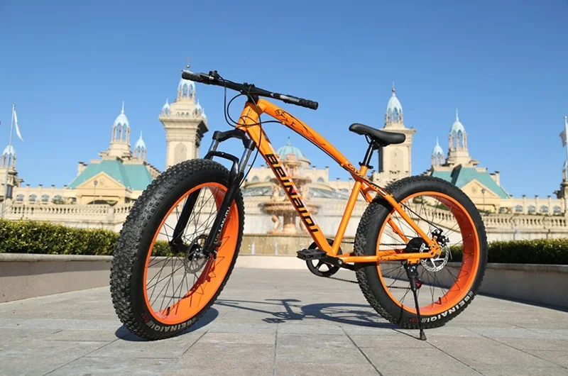 Orange Горный велосипед 4,0 fat tire велосипедный двойной дисковый тормоз пляжный велосипед Снежный велосипед светильник из высокоуглеродистой стали горный велосипед - Цвет: Orange