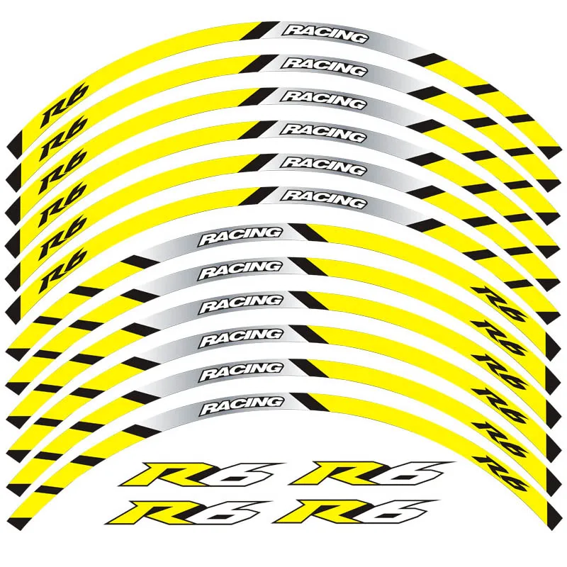 Новый Высокое качество 12 шт. подходит колеса мотоцикла стикеры в полоску