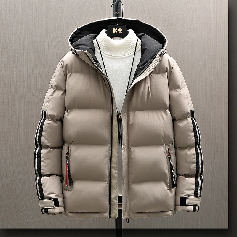 2021 Winter Hooded Cotton-padded Coat Men INS Thickened Warm Jacket Casual Youth High Quality Streetwear Tops Male Clothes