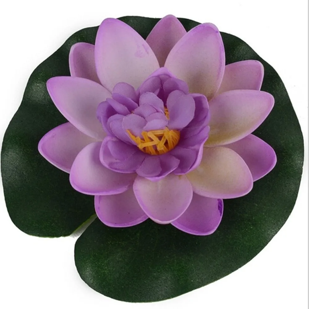 SUEF 1PCS Free Shipping Artificial Lotus Water Lily Floating Flower Pond Tank Plant Ornament 10cm Home Garden Decoration@2 | Дом и сад