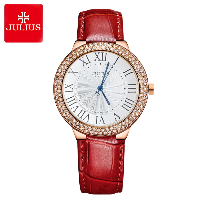 Топ Юлий леди женские наручные часы бизнес элегантный горный хрусталь Рим Мода