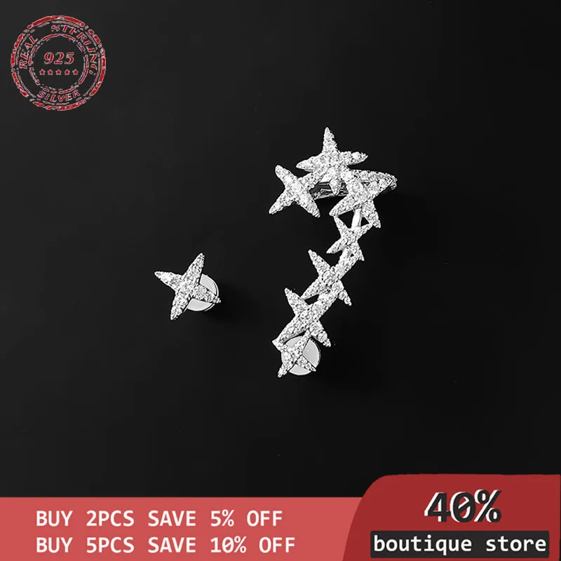 

S925 silver asymmetrical sterling star earring stellate bone clip personality light luxury new brand Monaco jewelry
