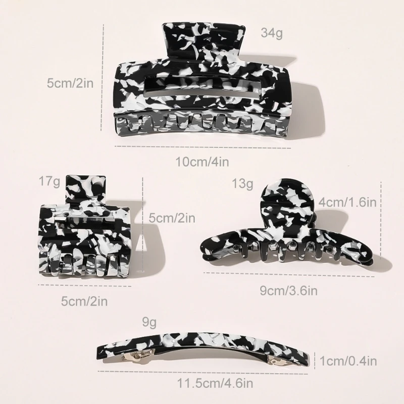

5 Pack5 Pack Hair Claw Clips Kit Leopard Print Hair Jaw Clamp Barrettes Women R3MC