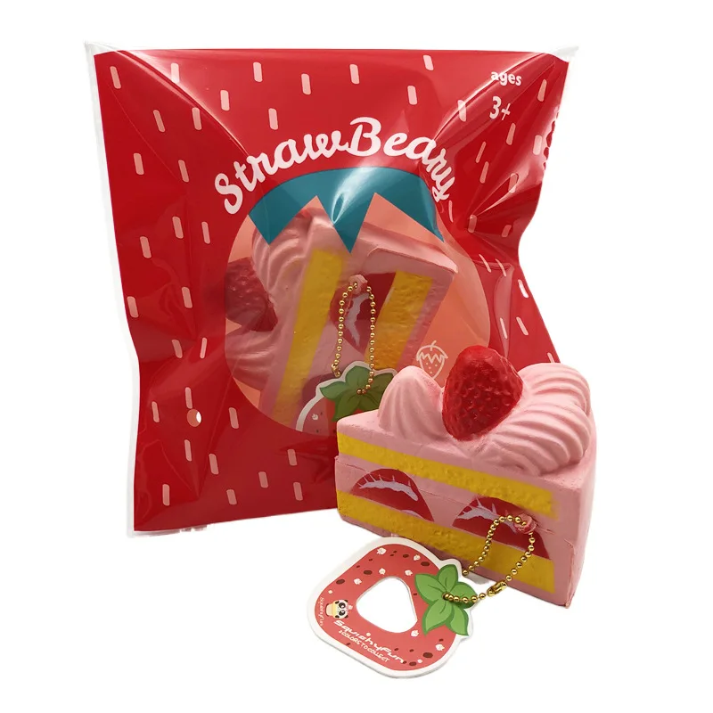 

Mini Strawberry Unpack Children Toys Keychain Kawaii Cake Snacks Extrusion Press Toy Gift Keyring Women Bag Car Charm Decoration
