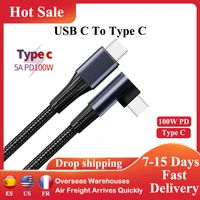 pd 100w usb c to type c cable 5a fast charging 90 degree elbow charger cord wire for xiaomi huawei p40 samsung s10 pc data line