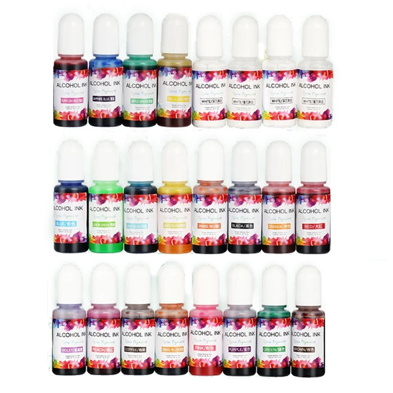 

24 High Concentrated Alcohol-Base Ink Pigment Epoxy Resin Paint Colour Dye Craft