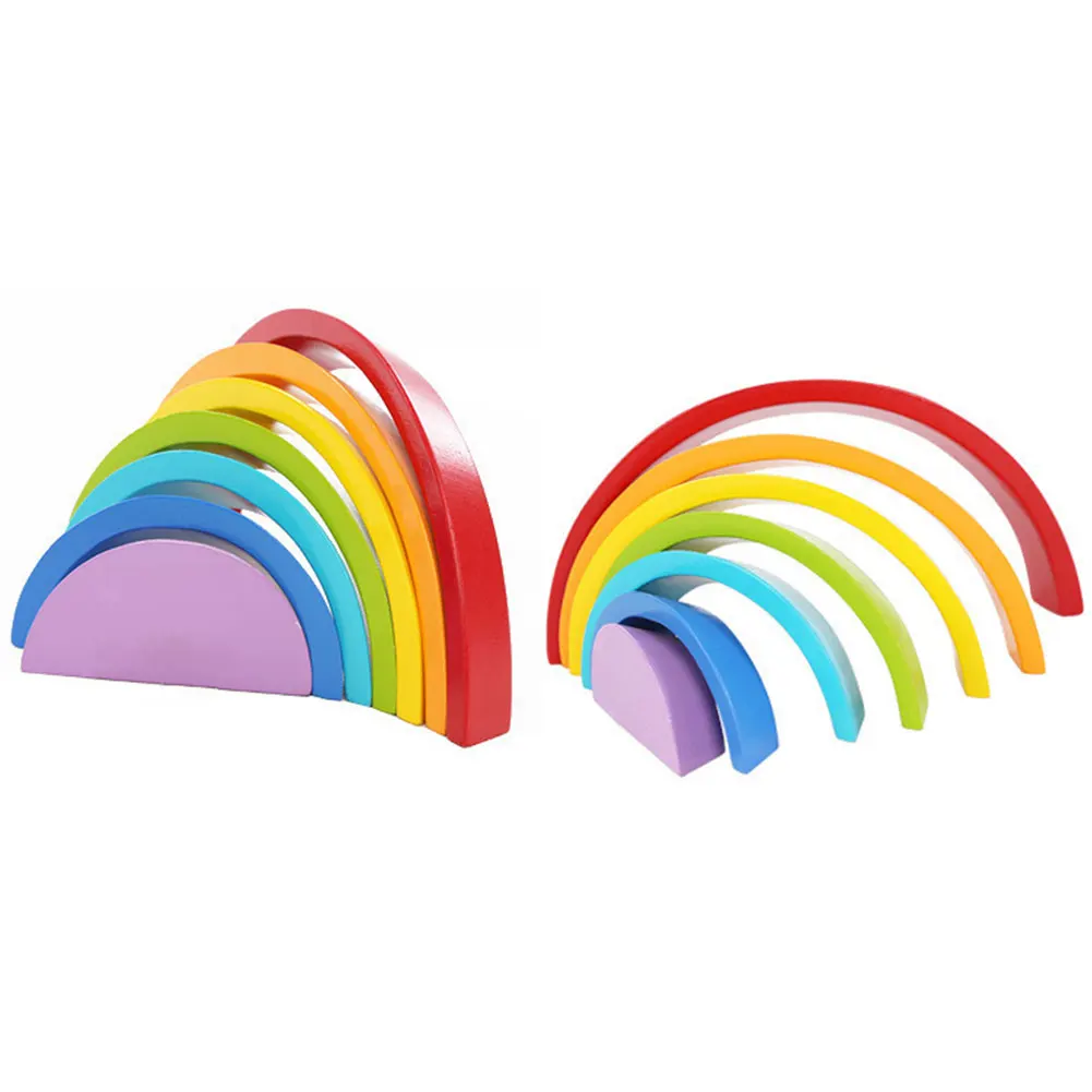 

Wooden Toys DIY Assembled House Rainbow Building Blocks Set Children Montessori Early Learning Stacked Balance Educational Toys