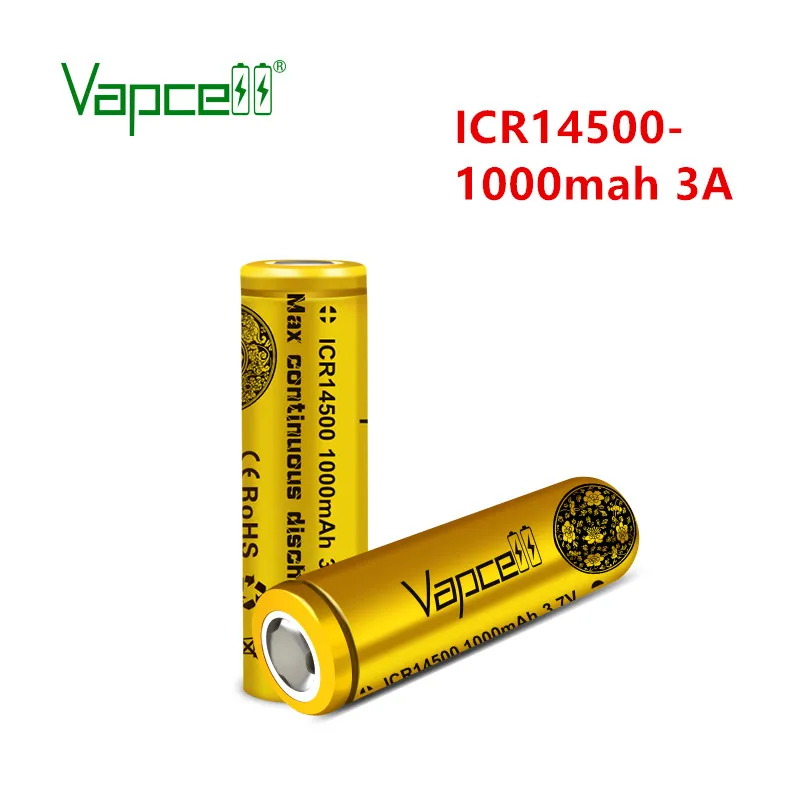 2 шт. Vapcell оригинальный литиевый Мини Аккумулятор 3 7 в ICR 14500 литий ионные батареи