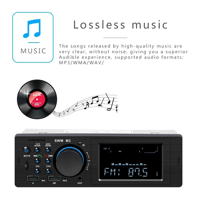 Автомобильный радиоприемник SWM M2 автомобильный стерео mp3-плеер FM-радио Bluetooth USB TF