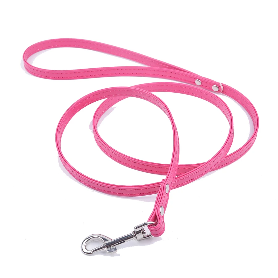 

12Colors Pet Lead Leash For Dogs Cats Red Green Rose Pu Leather Walking Dog Leashes Size XS S M Dog Harness Supplies