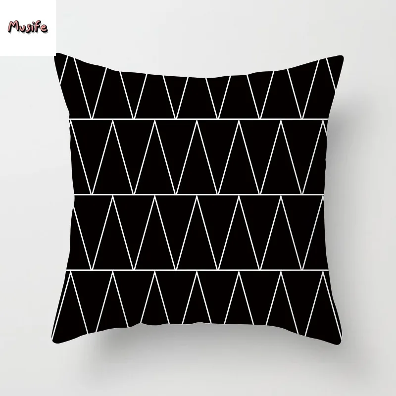 

Geometric Cushion Cover Black and White Polyester Throw Pillow Case Striped Dotted Triangular Art Cushion Cover Home Decor 2020
