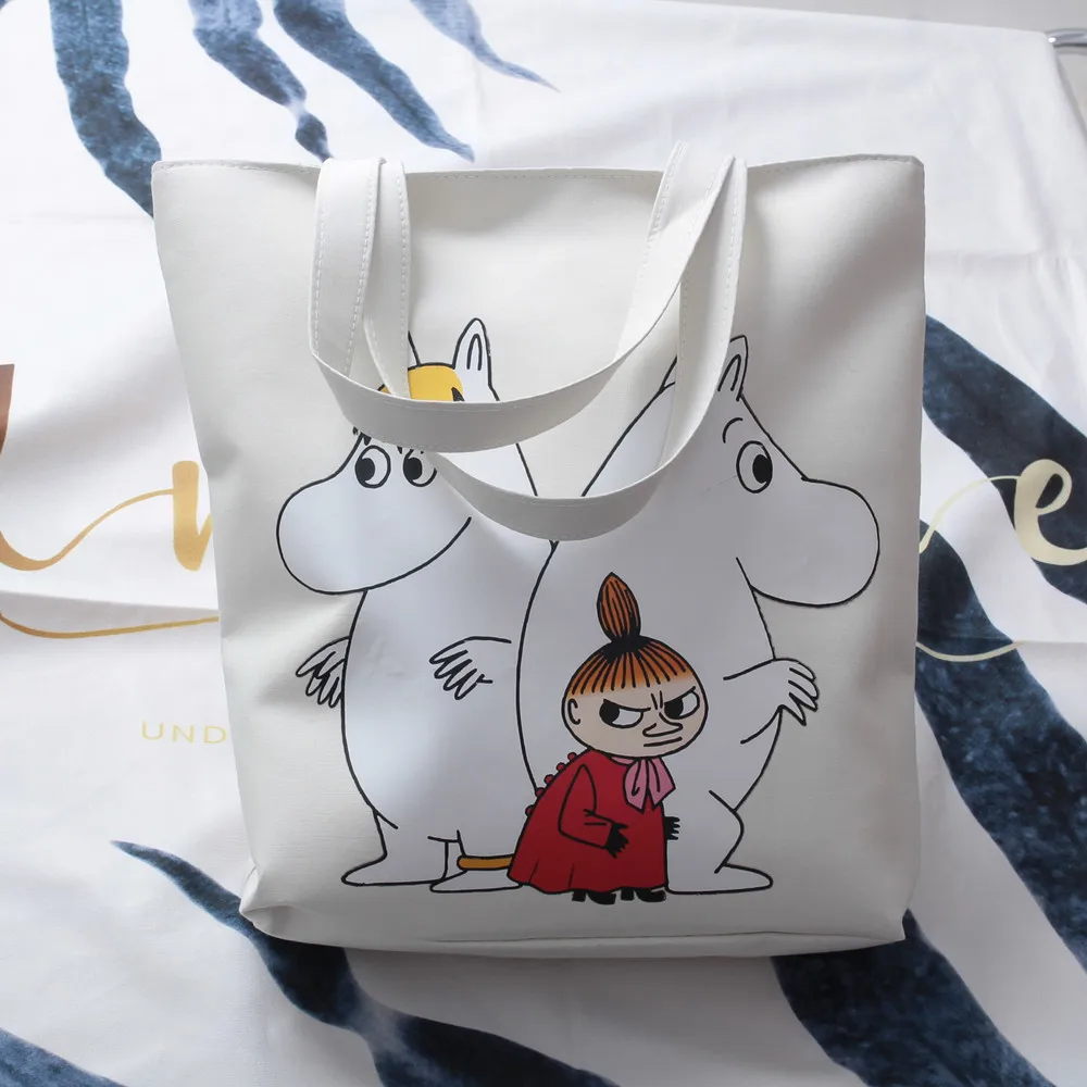 Moomin Muumi Новая модная сумка мультяшная белая тканевая сумка легкая Милая печать 41 см* 30 см* 10 см Холщовая Сумка Сумочка muumi ручная сумка