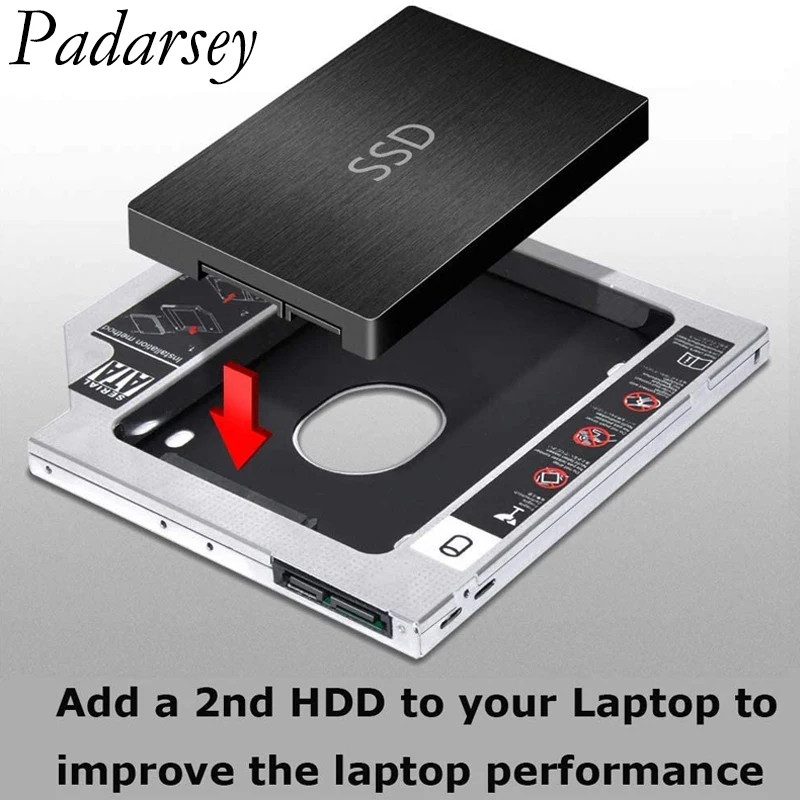 Padarsey 9 5 мм SATA 2-й SSD HDD жесткий диск адаптер лоток для ноутбука DELL HP Lenovo ThinkPad ACER Gateway