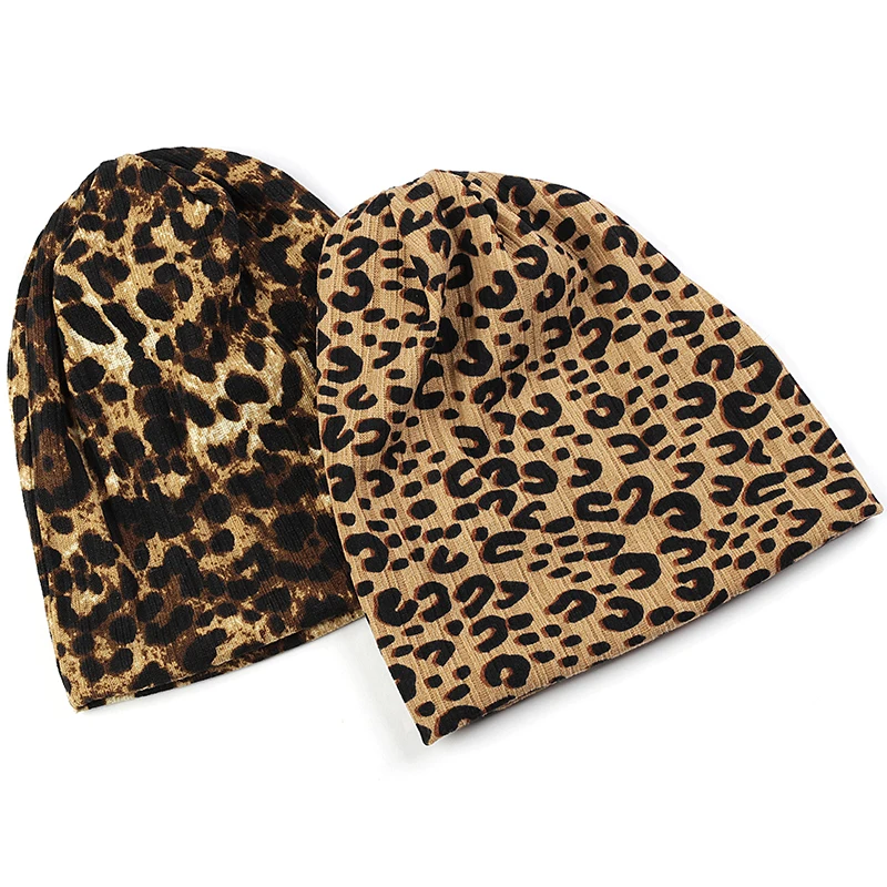 Шапка-бини для взрослых Теплая с леопардовым принтом модная черепом женщин и
