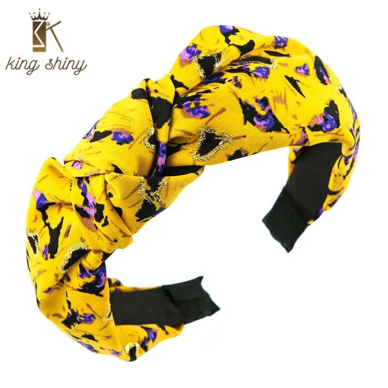 

Vintage Korean Camouflage Gilding Cloth Headand for Woman Elegant Big Bowknot Hairband Female Party Hair Accessories Headwear