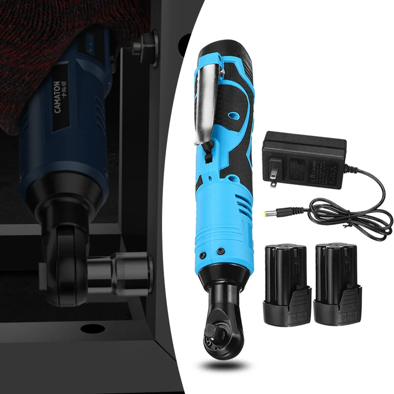 

18V 60N.m 3/8 Inch Cordless Electric Wrench 1/2 Battery Power 90 Degree Right Angle Wrench Ratchet Drill Screwdriver Tool Kit