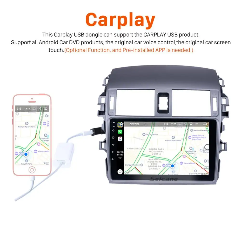 Seicane Авторадио Android 9 0 gps стерео HD 2Din &quotголовное устройство для Toyota Старый Corolla 2007