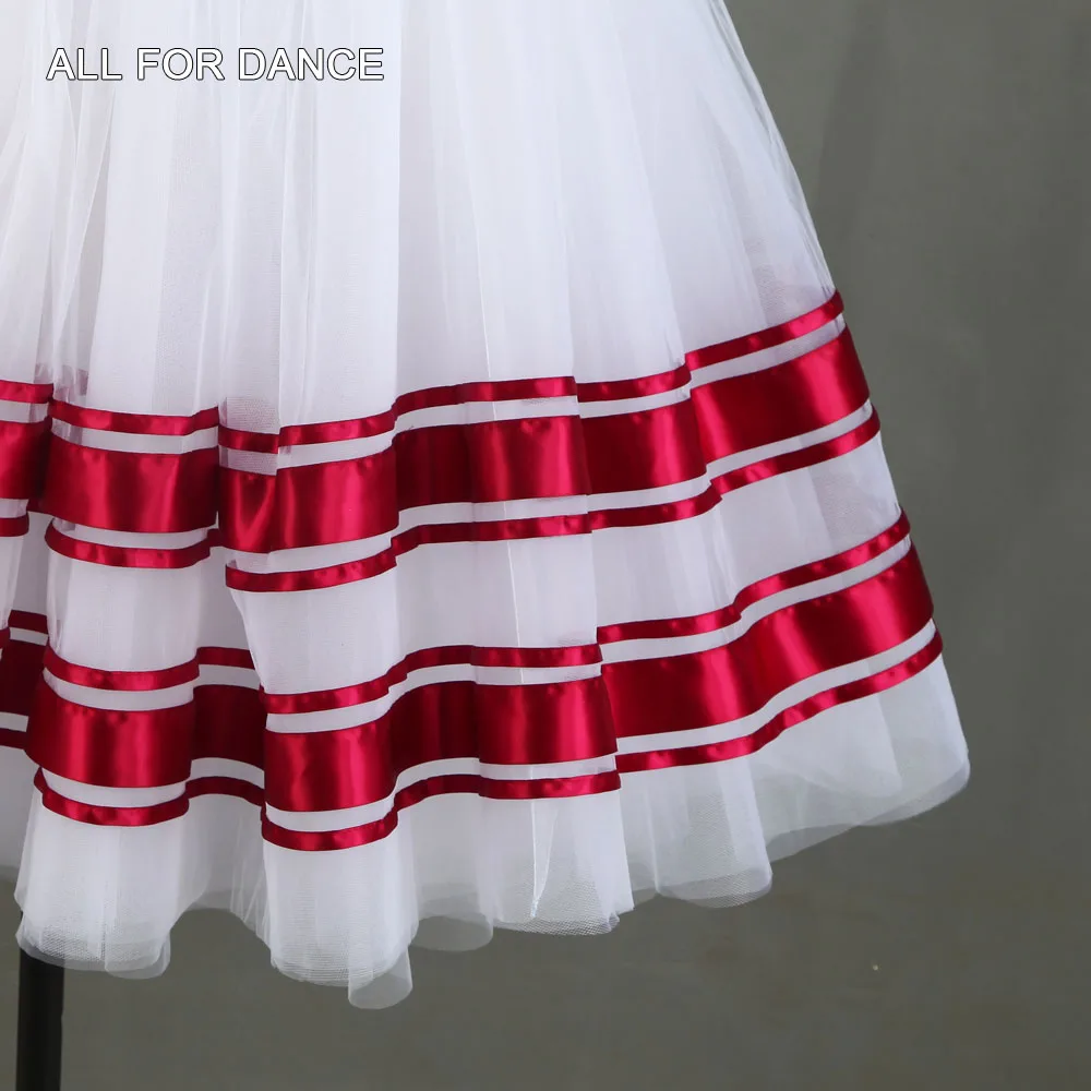 21214 Белая балетная юбка с лентой танцевальный костюм для девочек женская