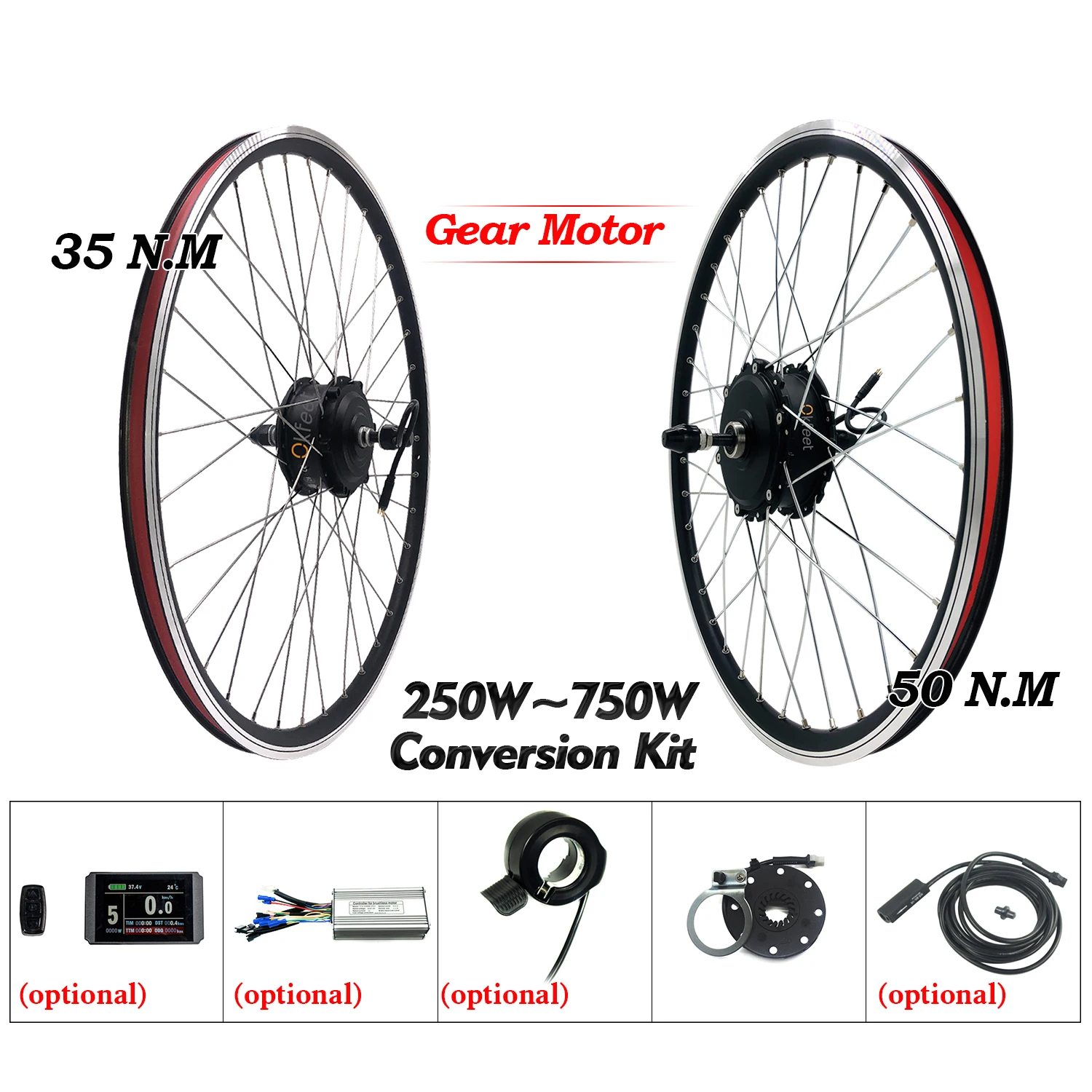 

Electric Bike Kit 36V 250W 48V 750W Geared Hub Motor Wheel kt LED Display Electric Bike Bicycle Conversion Kit