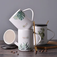 modern tropical flower painted ceramic white coffee mug hand painted hot chocolate coffee mugs personalized tea cups new ii50mkb