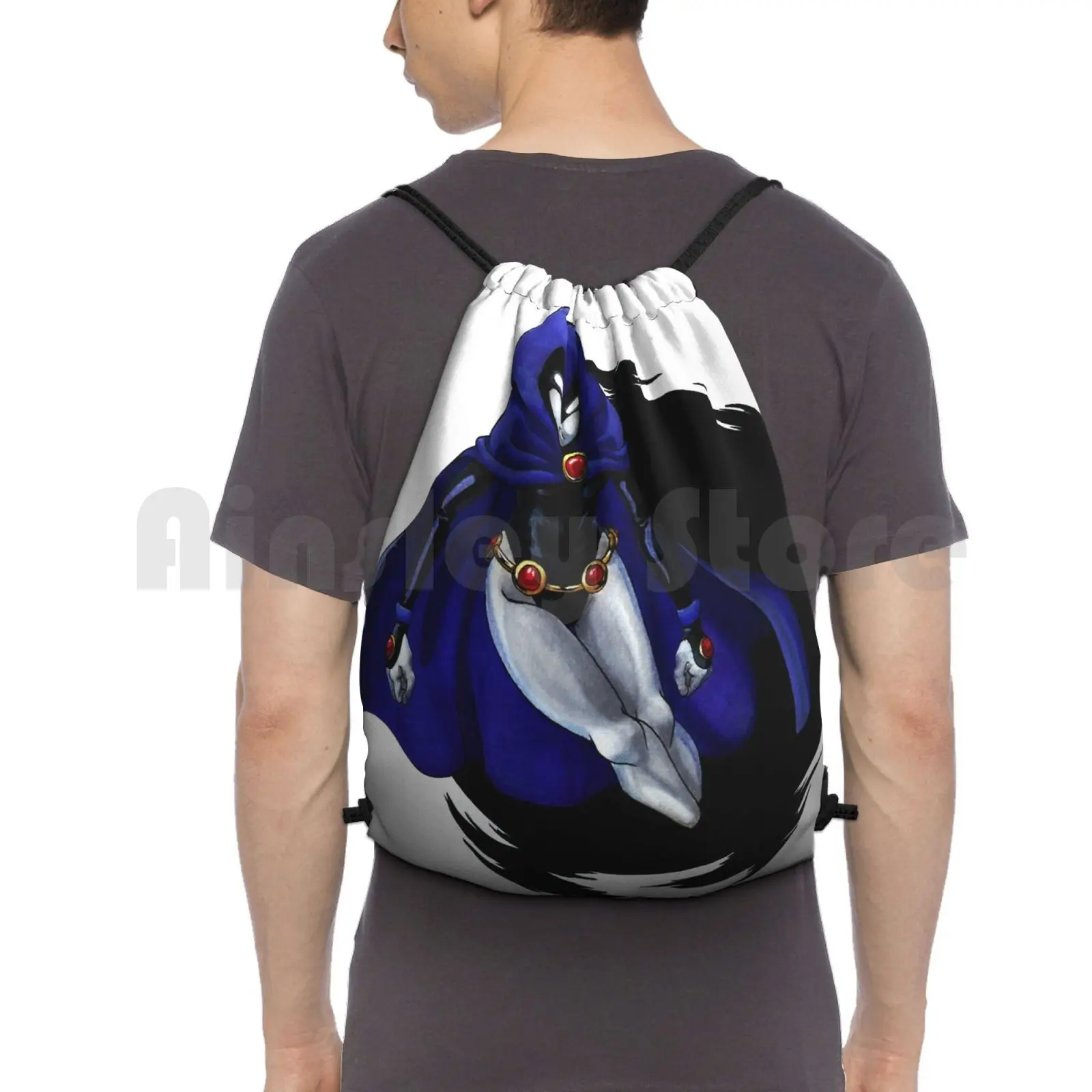 

Tt : Raven Backpack Drawstring Bags Gym Bag Waterproof Raven Teen Titians Fan Art Comics Cartoon Superhero