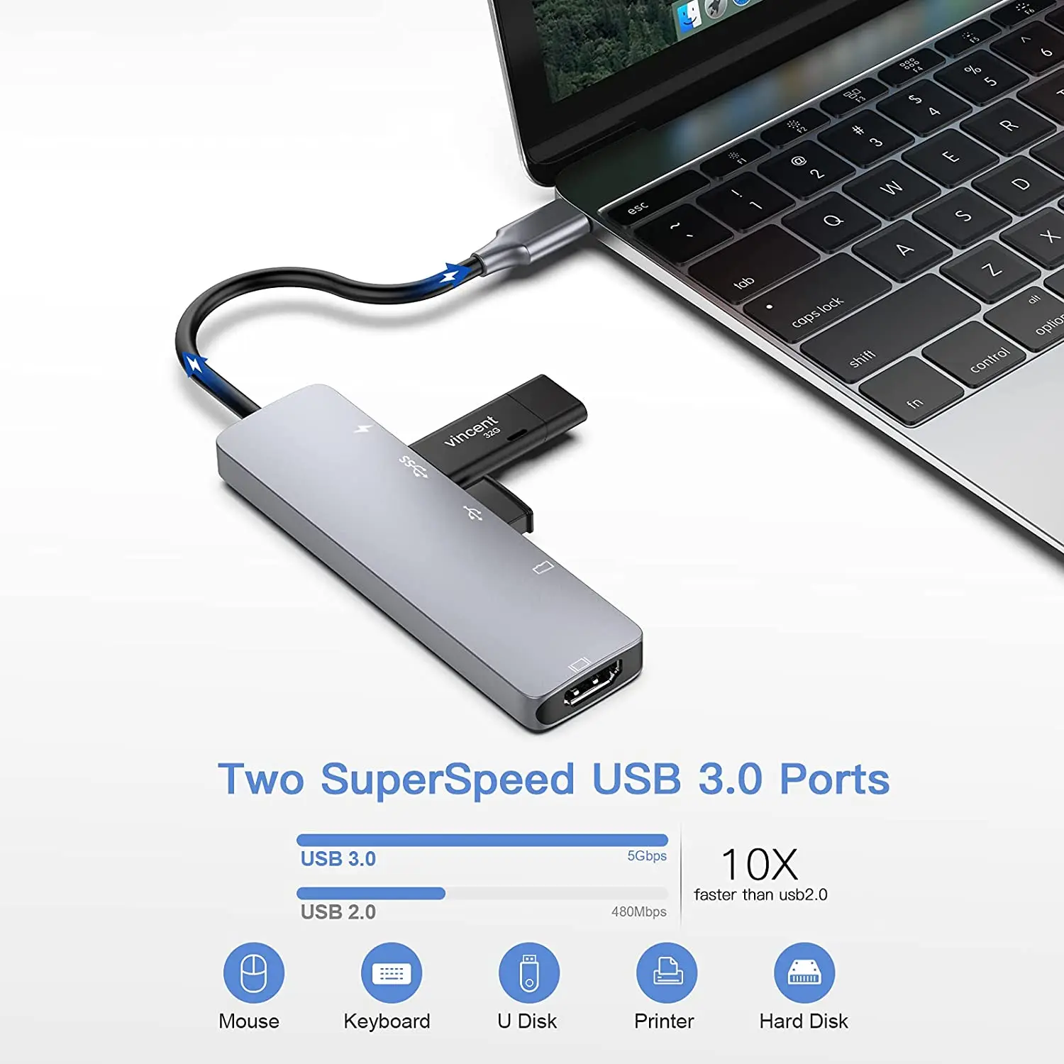 Док-станция с адаптером USB Type-C 4K HDMI 3 0 SD/TF 87 Вт | Компьютеры и офис