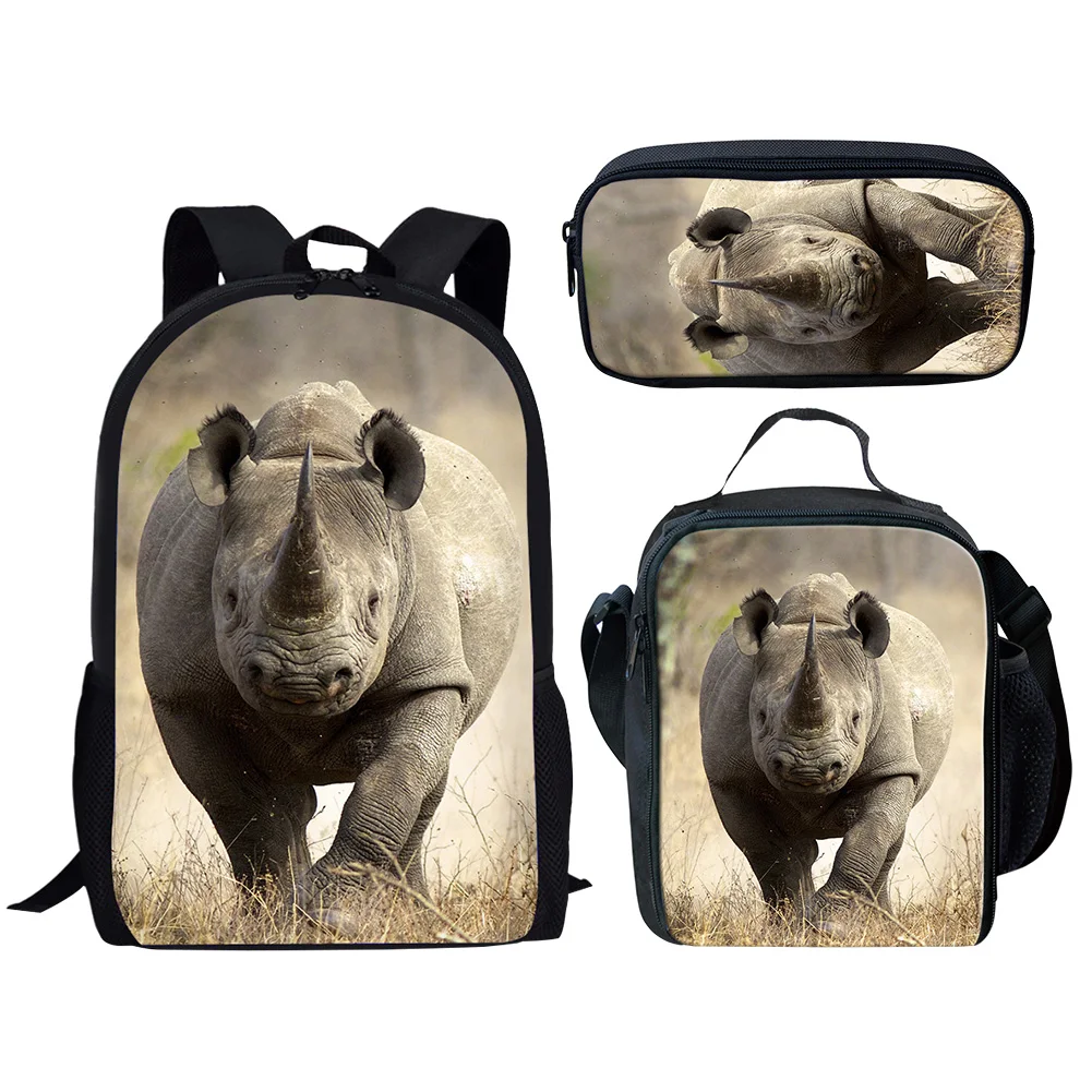 Рюкзак детский, школьный, с рисунком носорога, для девочек и мальчиков, 2021