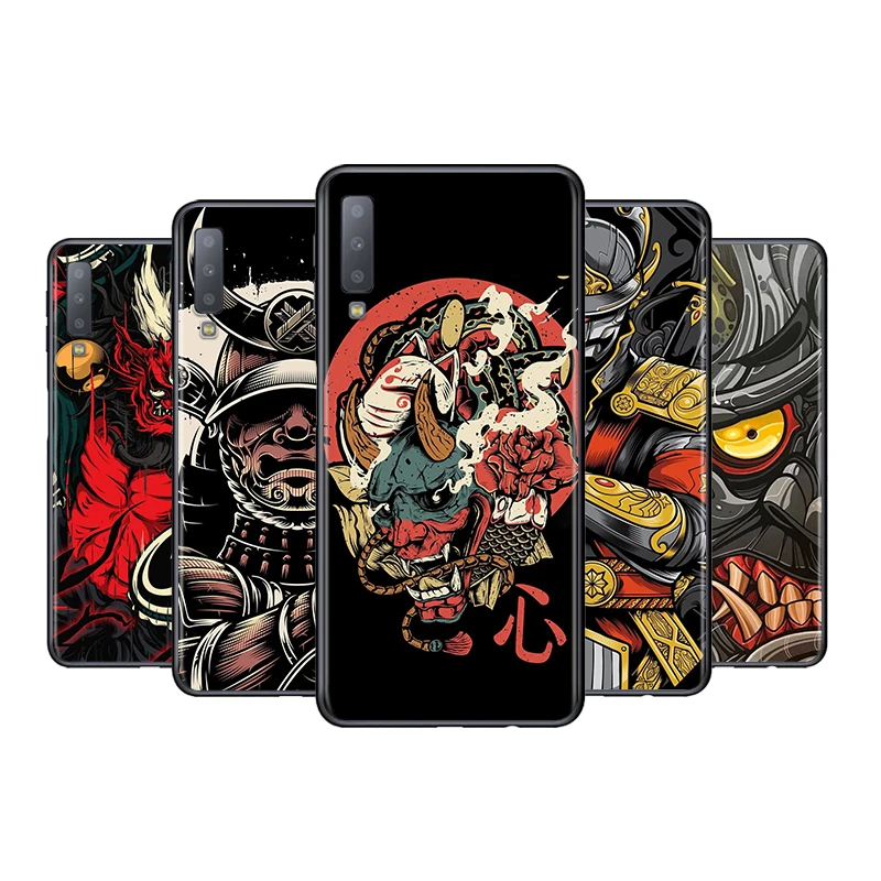 

Phone Case For Samsung A8 A9 Star A7 A9 A6 Plus 2018 A3 A5 2017 2016 A750 A6S A8S Japanischen samurai schwarz Black Cover