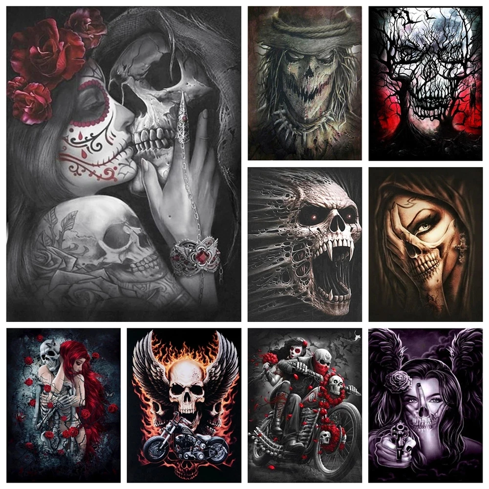 

Figure Diamond Painting abstract Horror Skeletons Full Square/round Embroidery Cross Stitch Mosaic Diamond Home Rooms Decoration