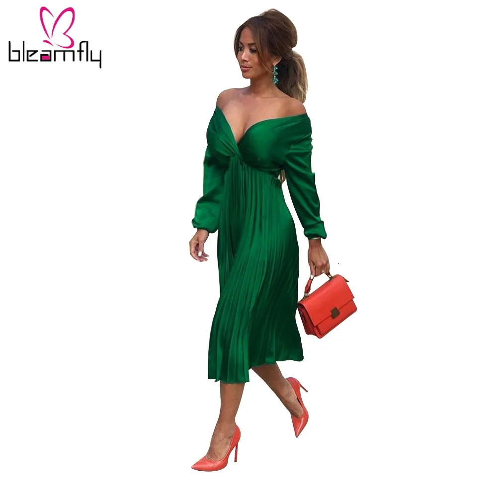 2019 женское осеннее Новое Плиссированное комбинированное плиссированное платье