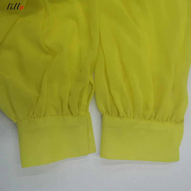 

Plus Size Office Ladies Women Dresses African Clothing Yellow Sexy Lantern Sleeve Long Pleated Simple Dinner Party Vintage Femal