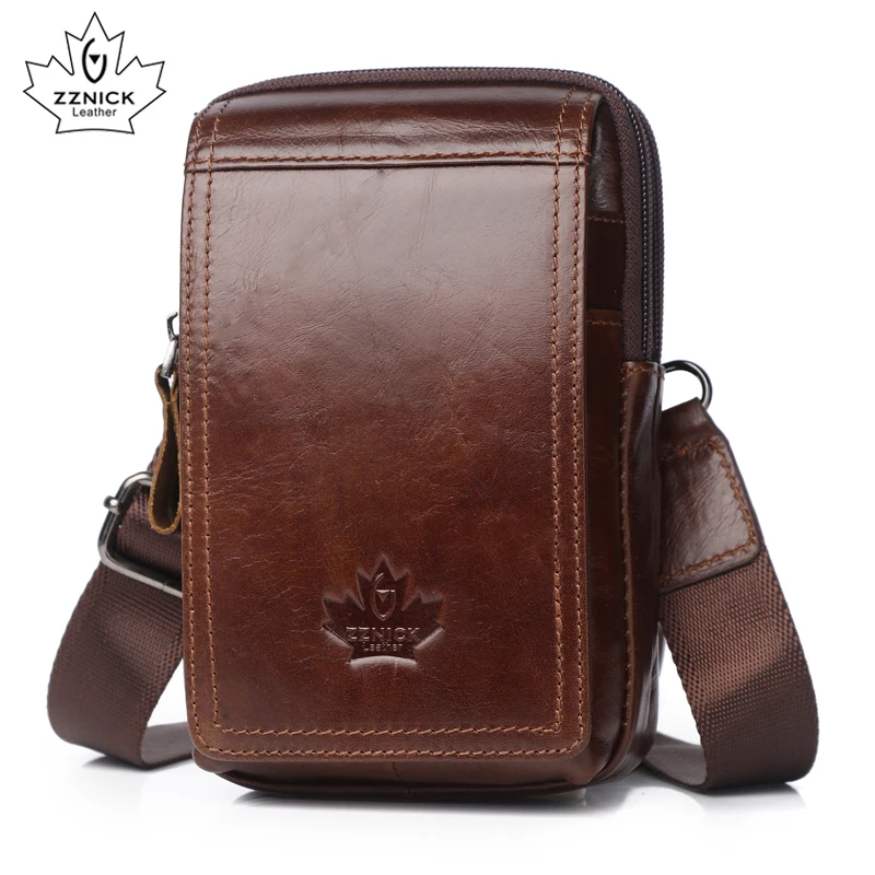 ZZNICK Genuine Leather Fanny Pack Waist Packs Men Waist Bags 2020 Belt Bag Phone Bags Travel Waist Pack Male Small Waist Bag