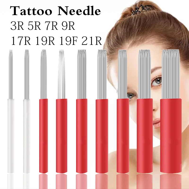 100pcs Laminas Tebori Microblading needles Bevel Round Liner Blades Tattoo Needles For Permanent Makeup Eyebrow tattoo lip