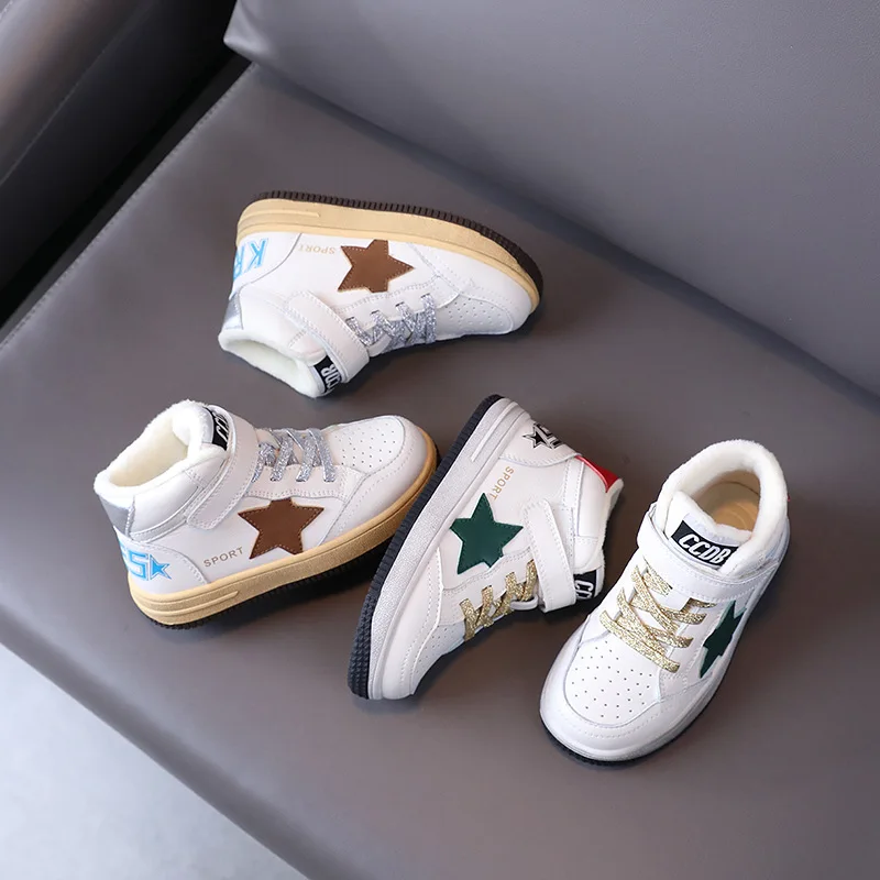 

Детские повседневные кроссовки 2021, зимние модные спортивные высокие кроссовки для мальчиков и девочек, теплая меховая обувь из натуральной...