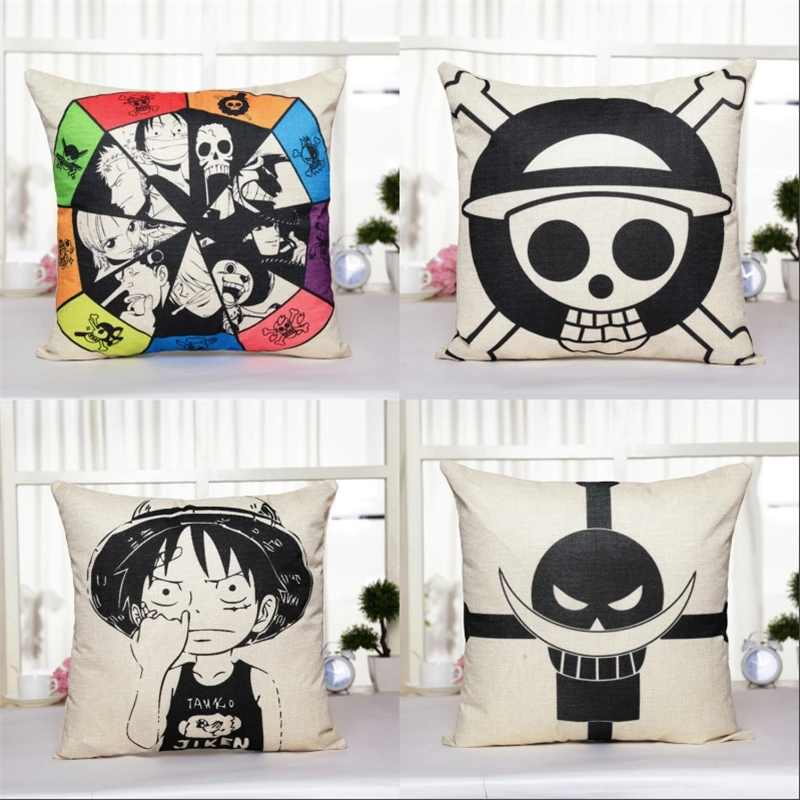 Аниме цельный Чехол на подушку с принтом мультяшной обезьяны Д. Луффи льняная