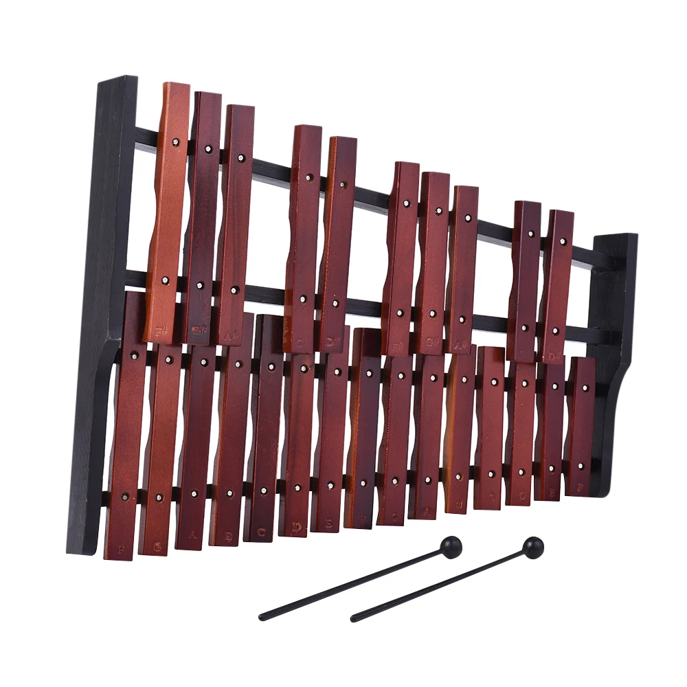 25 Note Wooden Xylophone Percussion Educational Musical Instrument Gift with 2 Mallets