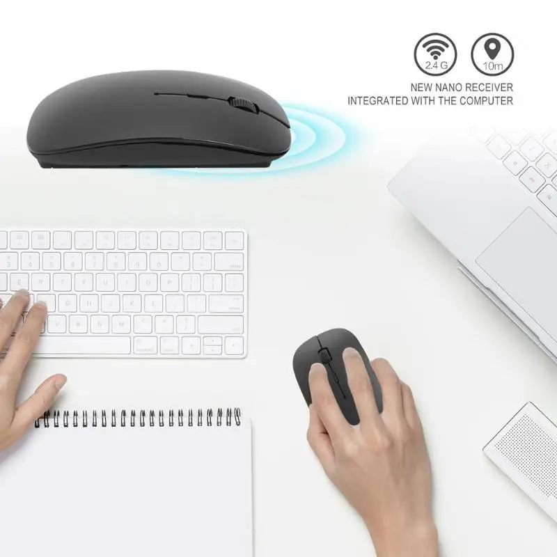Портативная ультратонкая беспроводная эргономичная оптическая мини мышь 2 4 ГГц