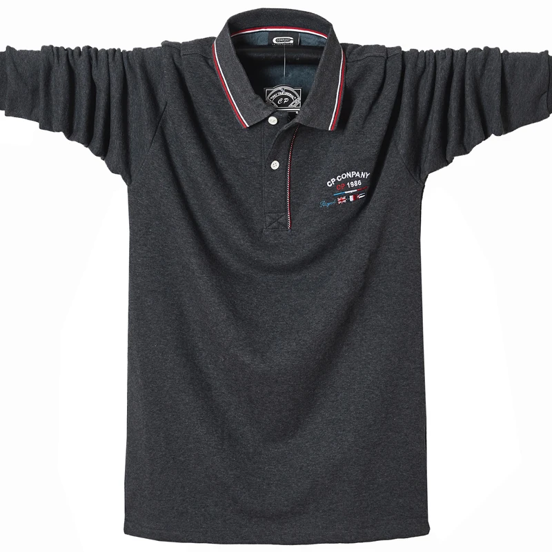 

Men 2021 Spring Polo Shirt Long Sleeves Oversized Tees Cotton Male Large Slim Loose Plus Size 6XL Men Casual Polo Shirt Mens