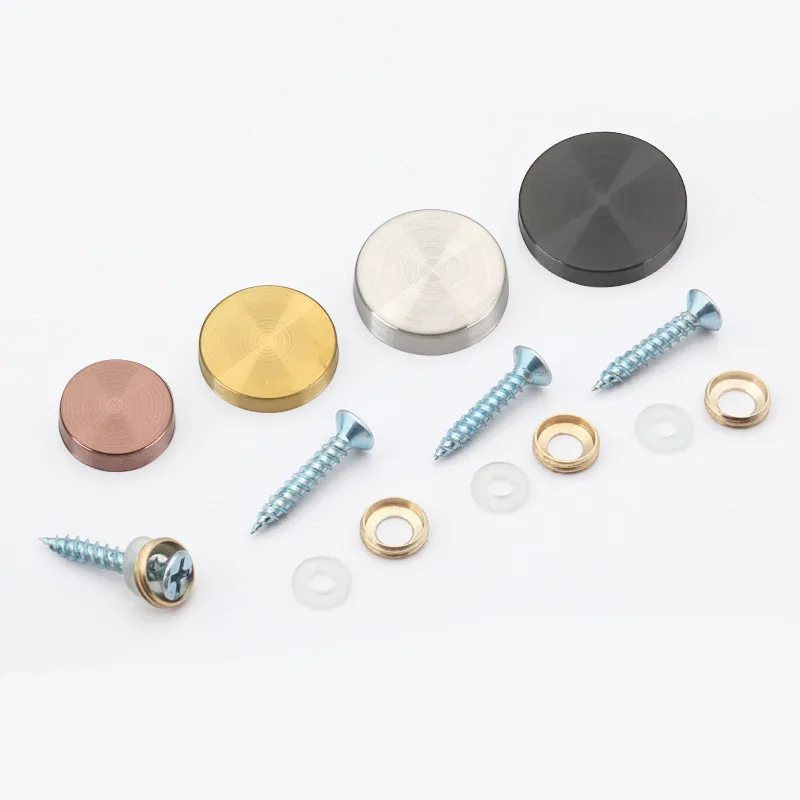 

8Set 304 stainless steel mirror screw cap Decor Cover Golden Flat Advertisement upholstery nails Glass Fastener Hooks Hardware