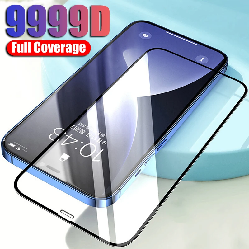 

9999D Full Cover Protective Glass On For iPhone 11 12 Pro X XR XS Max Tempered Screen Protector For iPhone 7 8 6 Plus Glass Film