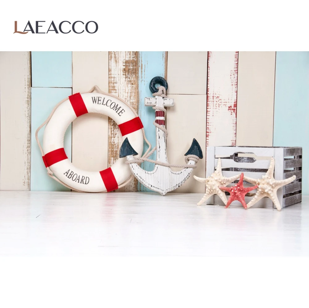 Фон для студийной фотосъемки с изображением корабля якоря детского дня рождения