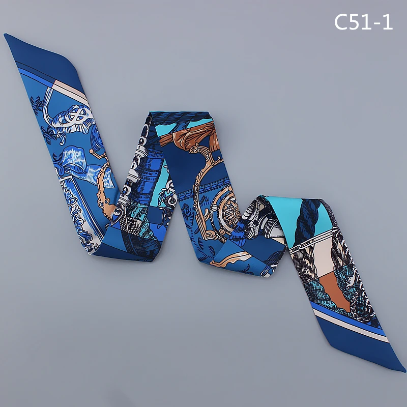 Женский Шелковый узкий шарф дизайнерский шейный платок с рисунком Женская