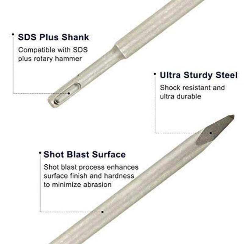 

SDS Plus Hammer Drill Chisel Set, Rotary Hammer SDS Bits Set 6Pcs Including