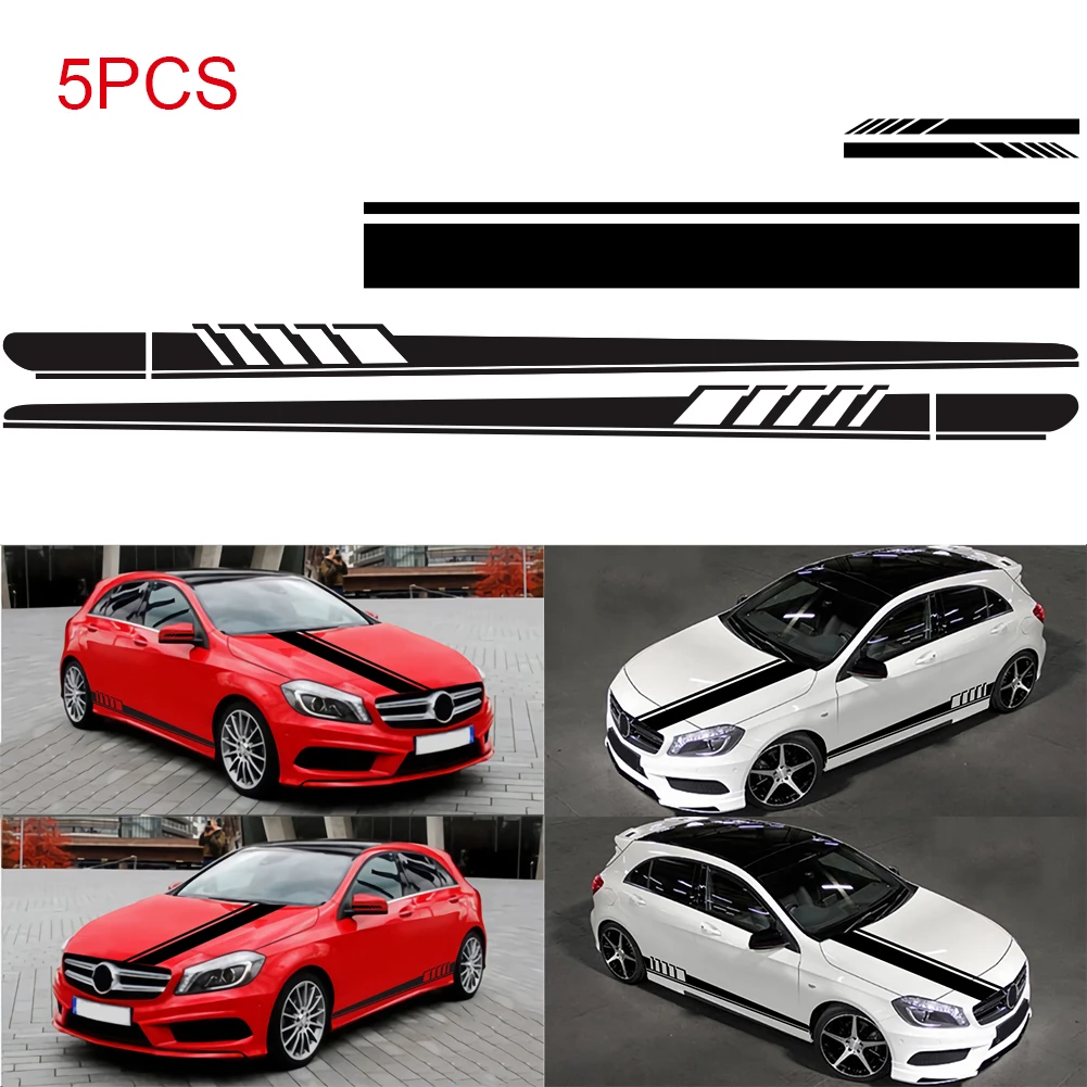 

Side Skirt Mirror Body Hood Vinyl Racing Stripe Decals For Car Universal