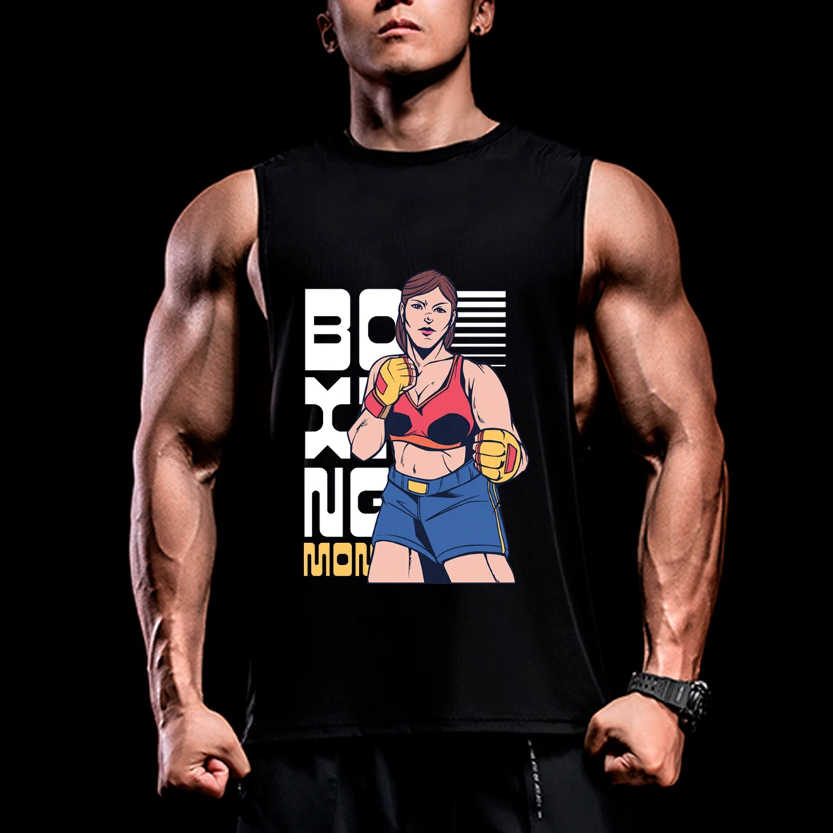 

Men Bodybuilding Breathable Boxing Anime Undershirt Fitness Hooded Vest Sweatshirt Teens Singlet Mens Gyms Sleeveless TankTops