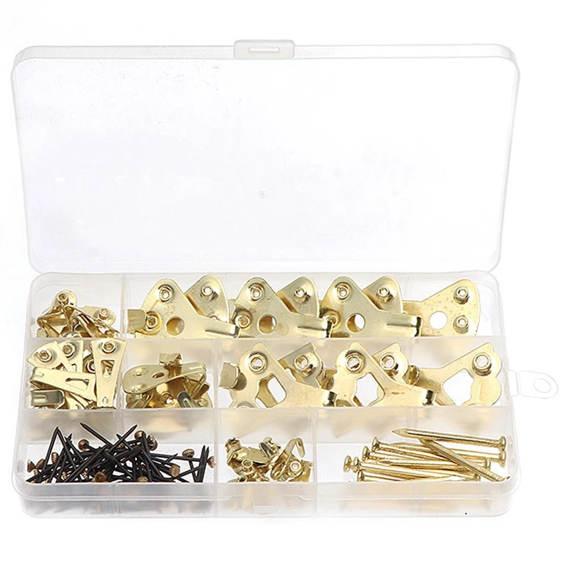 

120PCS Golden Modern Simple Single Hook Hook Combination Set Boxed Golden Frame Hook Kit