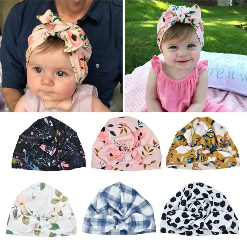 

New Designed Cute Baby Hat Cotton Soft Turban Knot Girl Summer Hat Bohemian style Kids Newborn Cap for baby girls