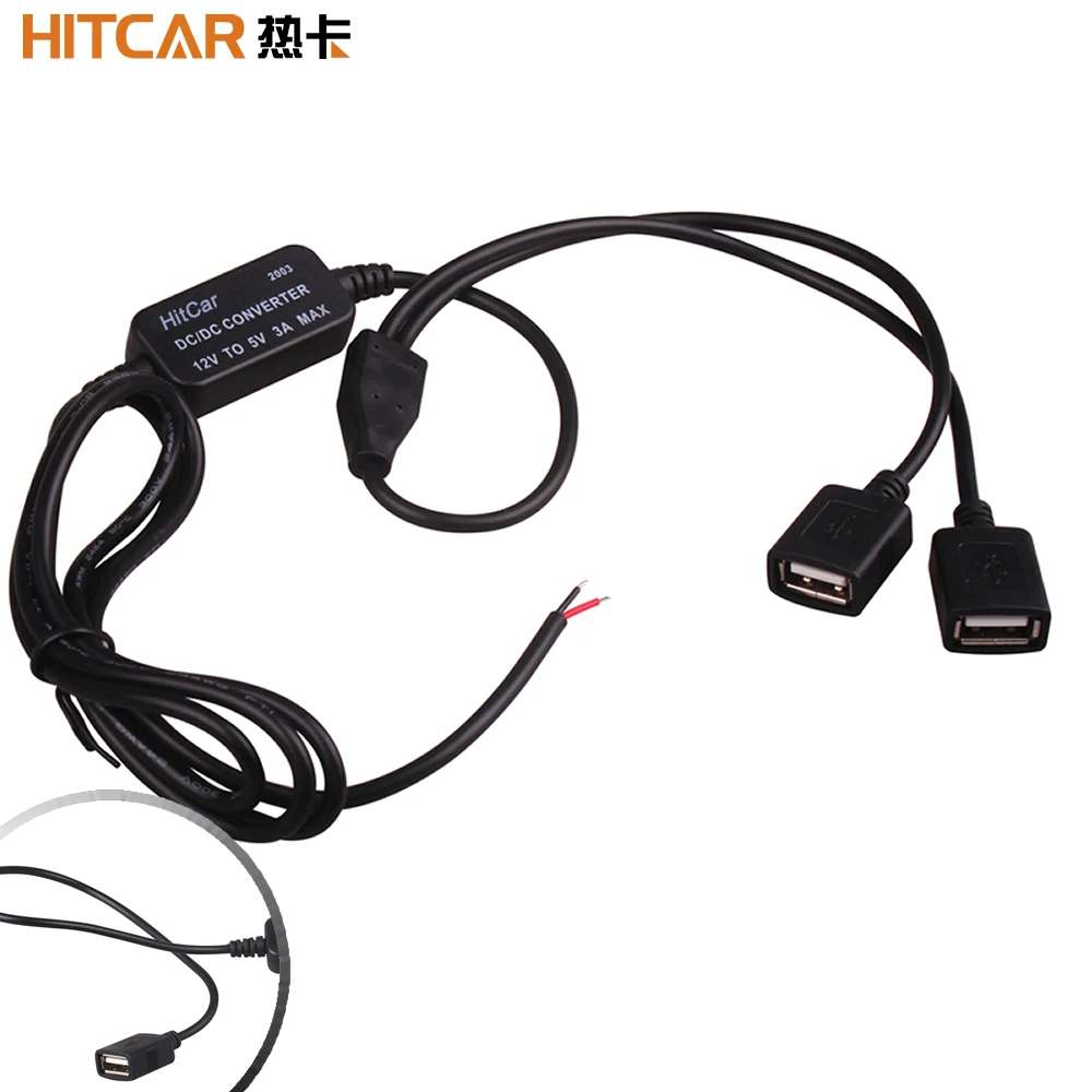 dc 12v to 5v inverter converter step down usb female hard wire car power charger cable for gps tablet phone dvr recorder camera free global shipping